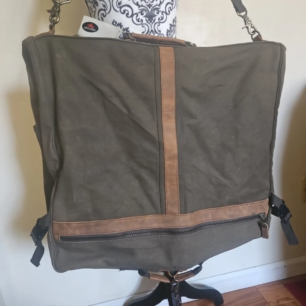 Vintage High Sierra Leather & Canvas Garment Weekender Bag – Carry-On Nwt